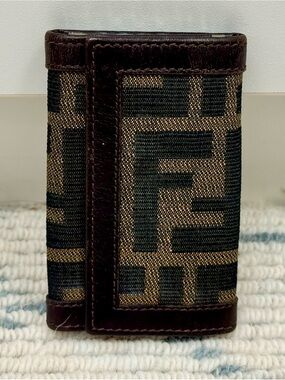 FENDI Vintage 90’s Y2K Iconic Brown Zucca Monogram Canvas 6-Hook Key Case Wallet